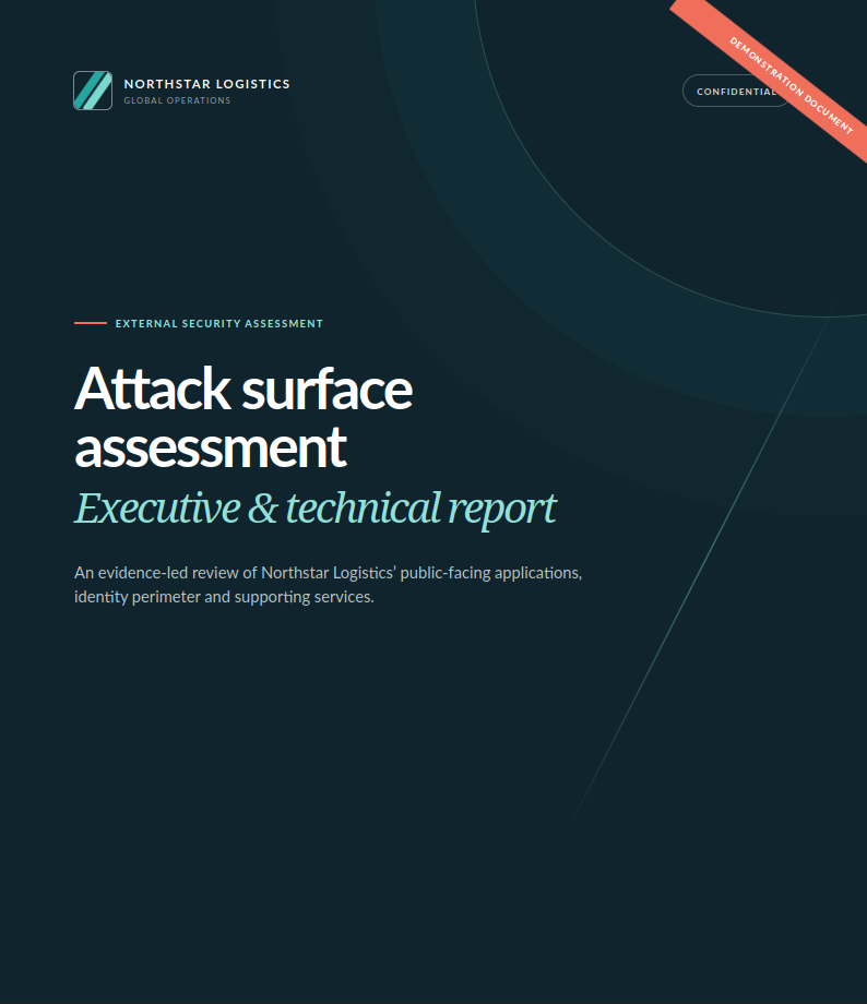 Cover page of a sample KittySploit security assessment report for Northstar Logistics
